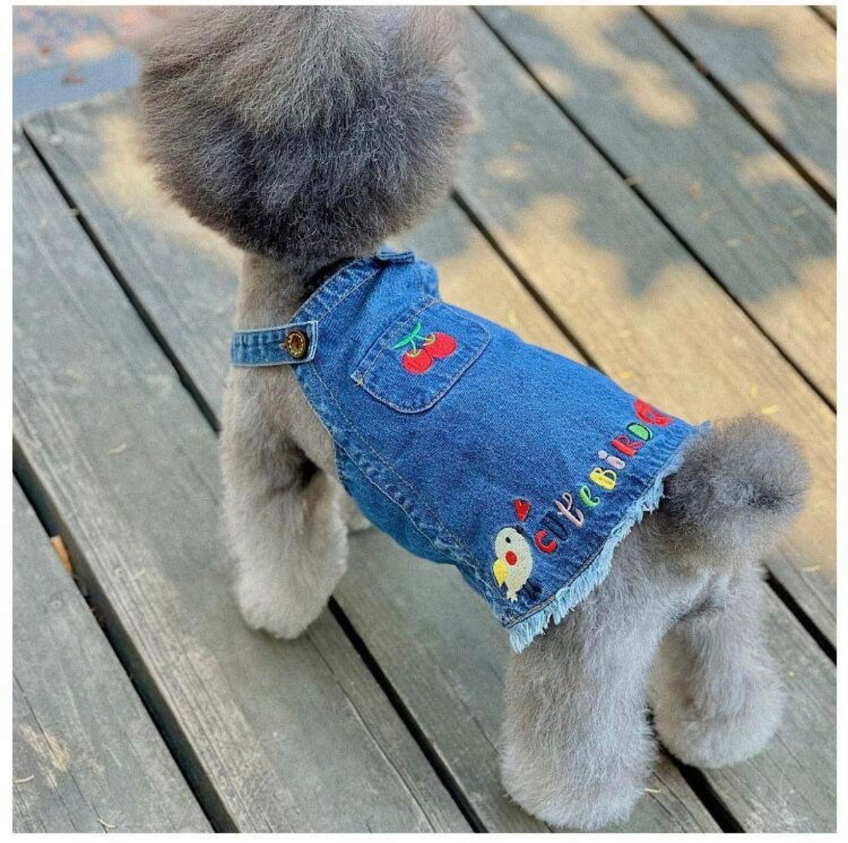 TaniWina Pet Clothing Denim Embroidery Jumper Dress - Cute and Stylish Dress for Small Dogs