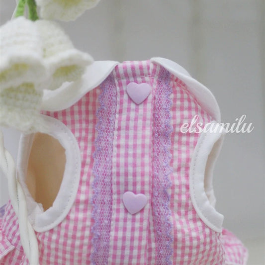 Elsamilu Pink Gingham Lace Princess Dress