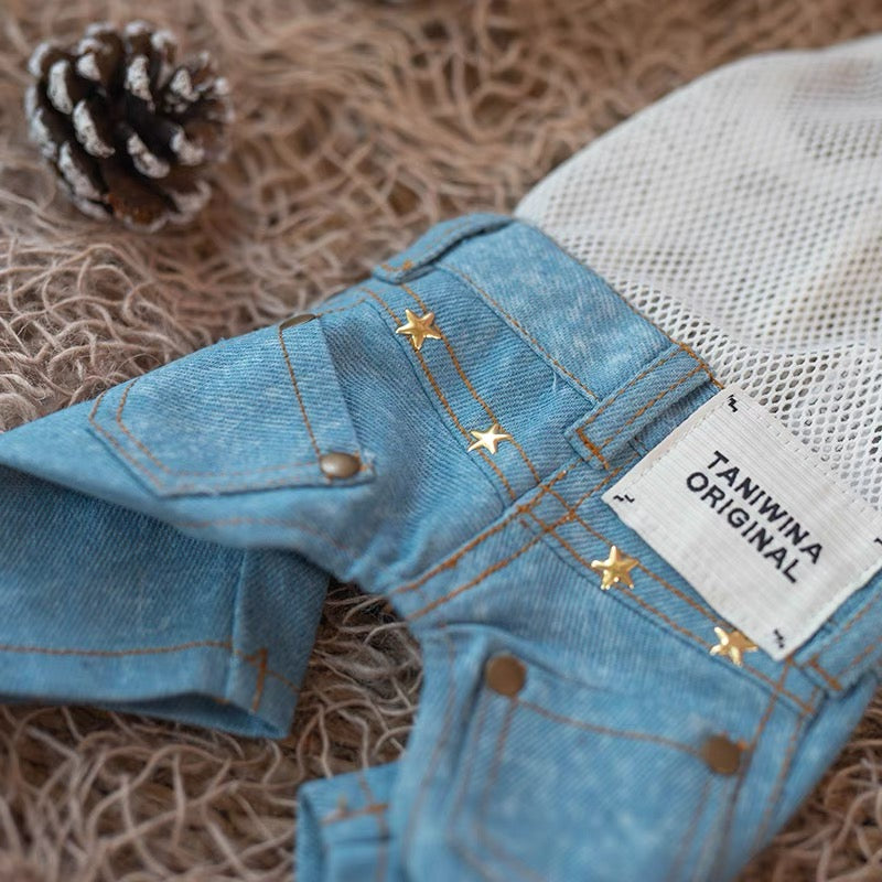TaniWina Pet Denim Overall Jumpsuit for Small Dog