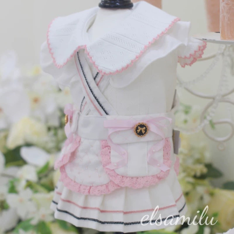 Elsamilu  Pleated Dress with Inner Set (White Color)