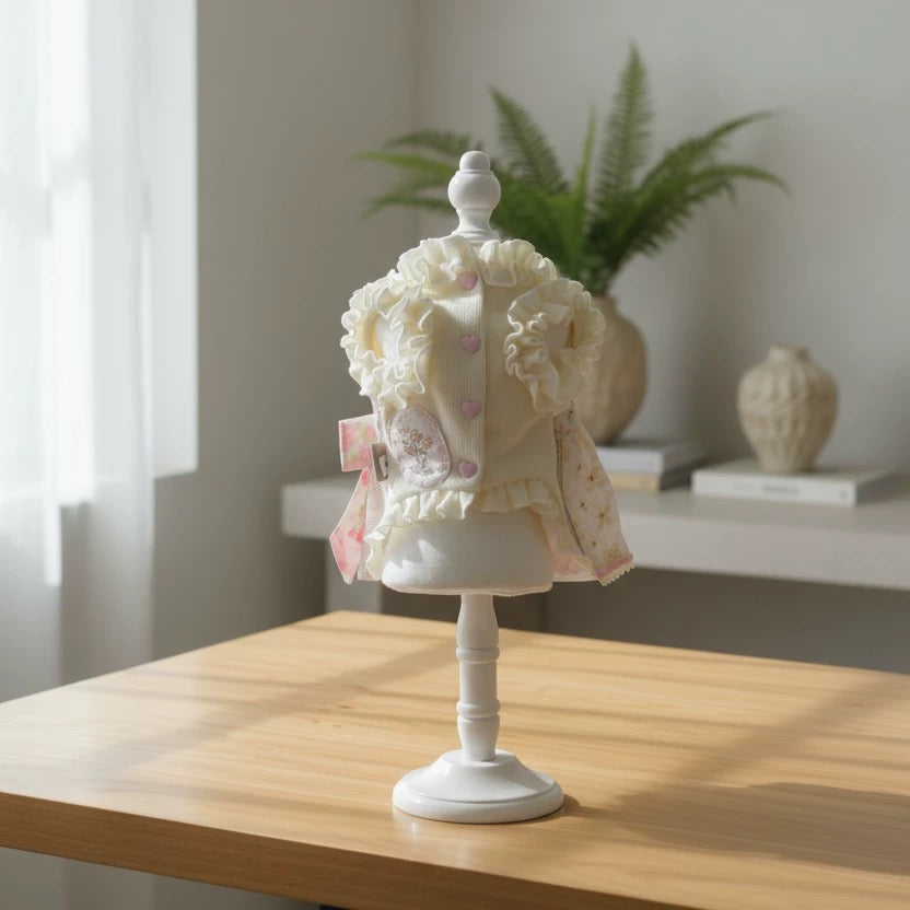 Elsamilu Patchwork Kitty Garden Dress-Baby Pink