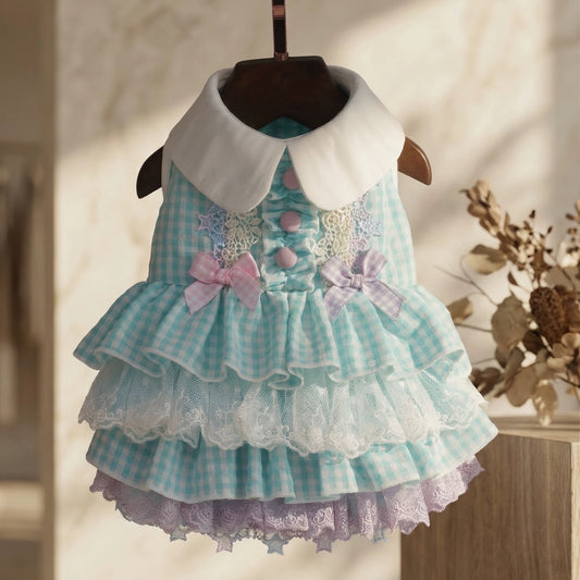 Elsamilu Blue Gingham Lace Princess Dress