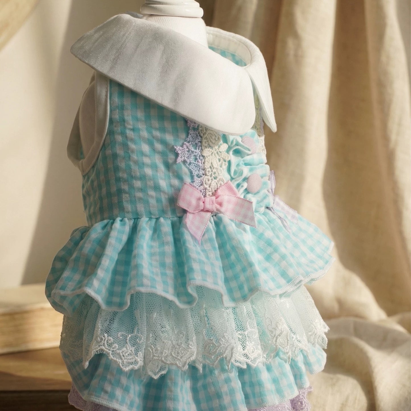 Elsamilu Blue Gingham Lace Princess Dress