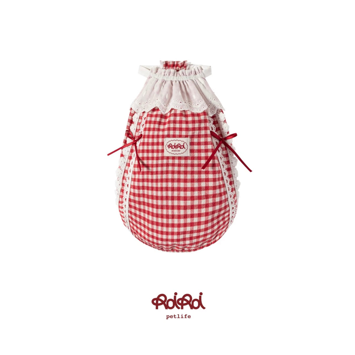 RoiRoi Red Gingham Lace Story Pet Dress