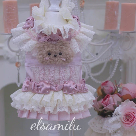 Elsamilu Lovely Bear Pet One-Piece Dress – Cute Outfit for Small Dogs & Cats