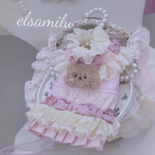 Elsamilu Lovely Bear Pet One-Piece Dress – Cute Outfit for Small Dogs & Cats