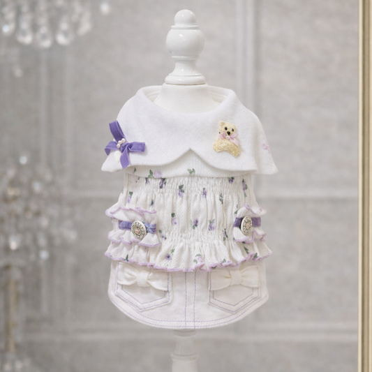 Elsamilu Twinkle Bear Pet Dress – Purple Cute Outfit for Small Dogs & Cats