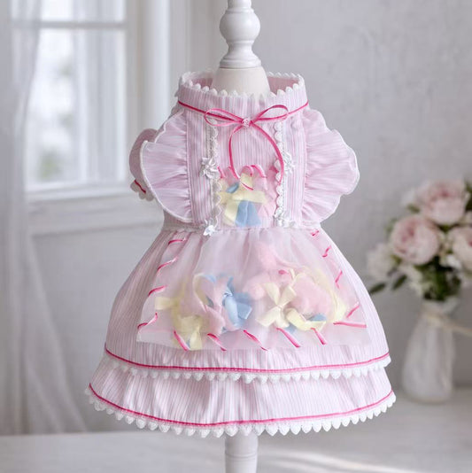 엘사밀루 드림 핑크 애완동물 드레스 - 소형견 및 고양이를 위한 공주풍 레이스 의상 
