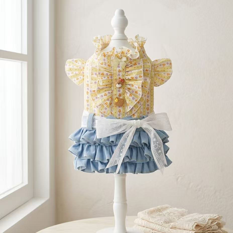 Elsamilu Sunny Garden Floral Docking Dress for Small Dogs & Cats