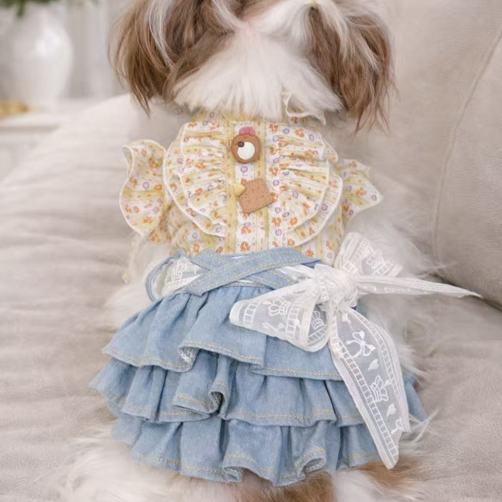 Elsamilu サニーガーデン花柄ドッキングワンピース｜小型犬・猫用ペット服