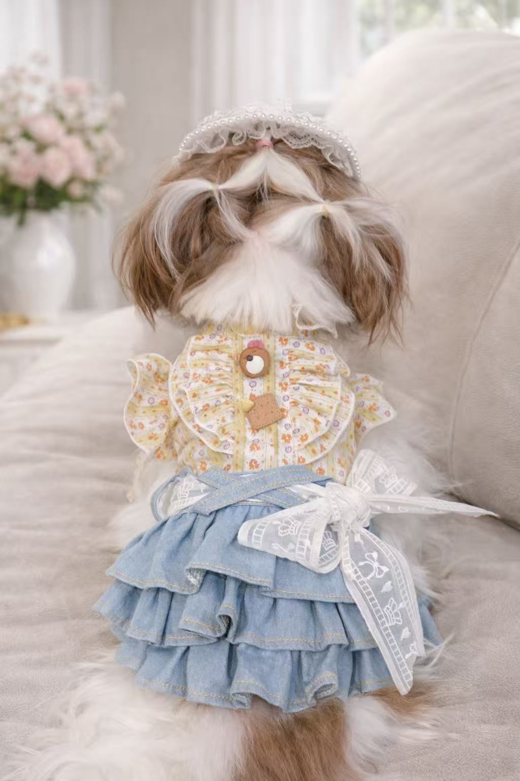 Elsamilu Sunny Garden Floral Docking Dress for Small Dogs & Cats