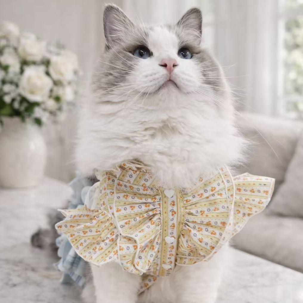 Elsamilu Sunny Garden Floral Docking Dress for Small Dogs & Cats