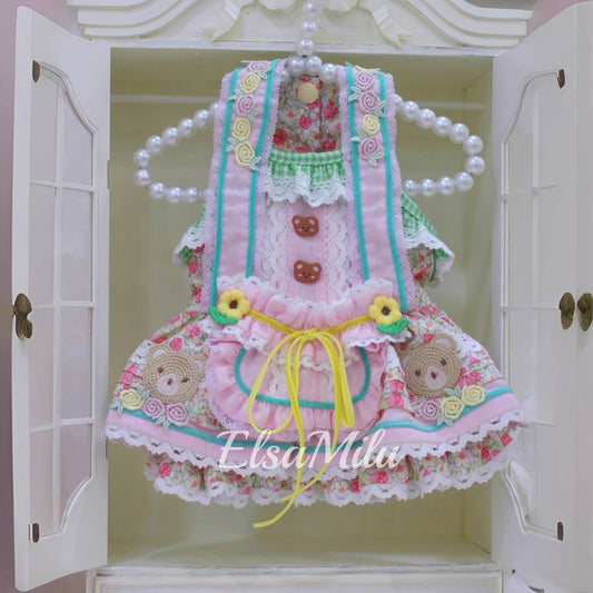 Elsamilu Fairy Forest Apron Pet Dress – Romantic One-Piece Outfit for Small Dogs & Cats