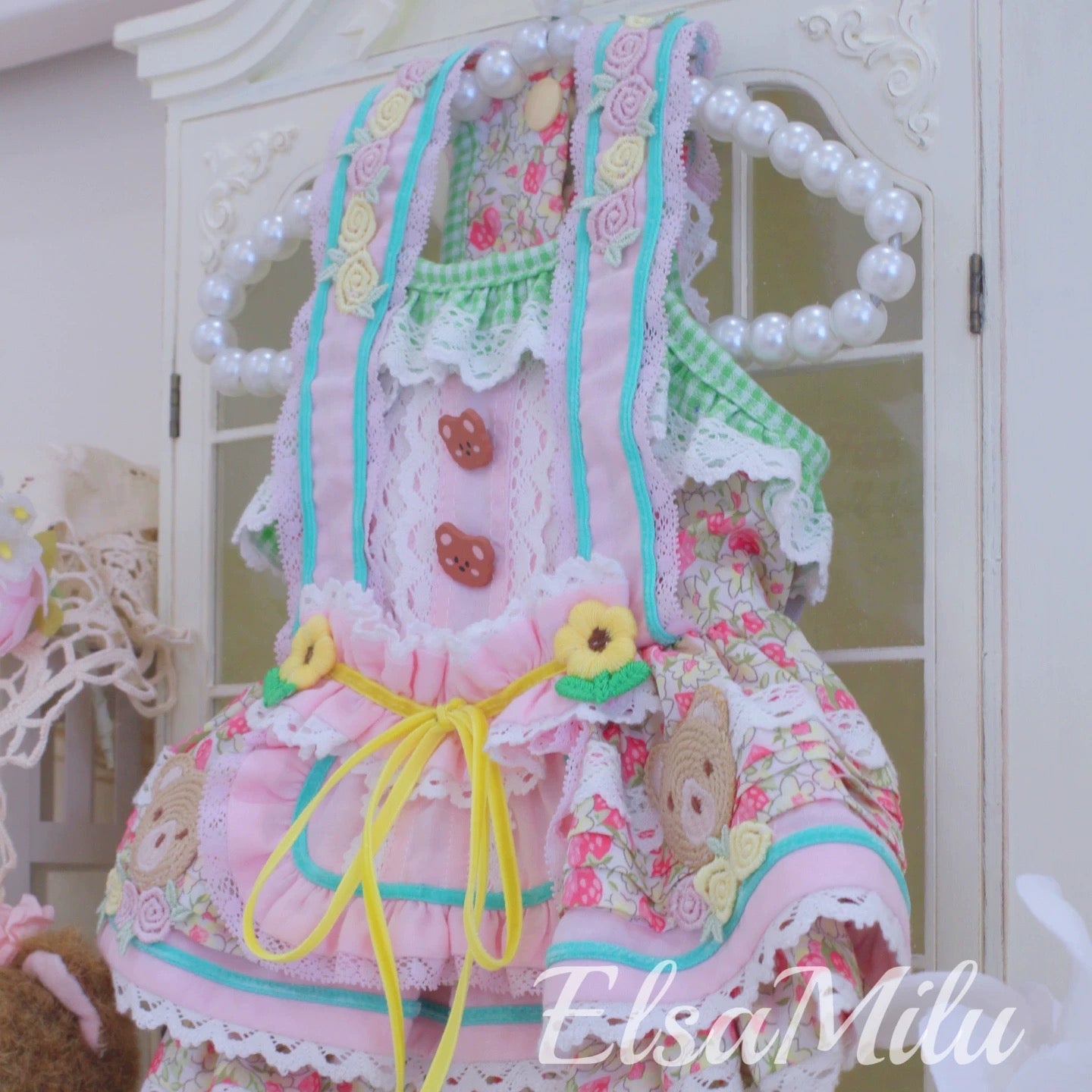 Elsamilu Fairy Forest Apron Pet Dress – Romantic One-Piece Outfit for Small Dogs & Cats