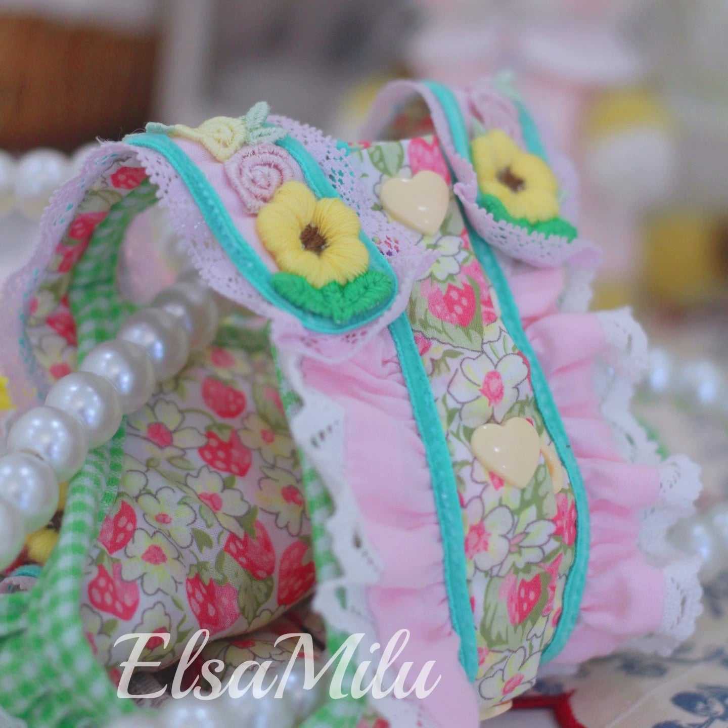 Elsamilu Fairy Forest Apron Pet Dress – Romantic One-Piece Outfit for Small Dogs & Cats