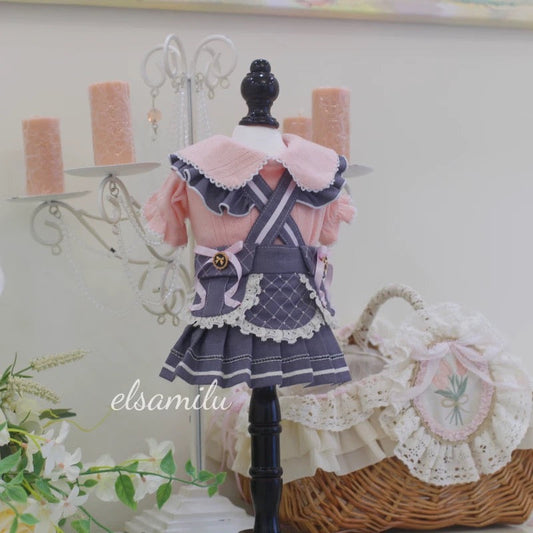 Elsamilu Pleated Pet Dress with Inner Set – Elegant Outfit for Small Dogs & Cats