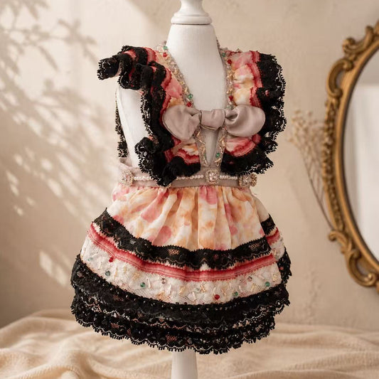 Elsamilu Flower Garden Lace Dog Dress – Orange