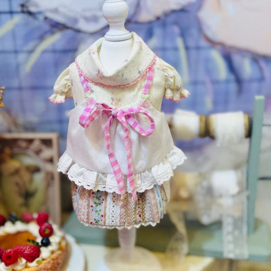 Elsamilu Gingham Ribbon Layered Pet Dress – Cute Outfit for Small Dogs & Cats