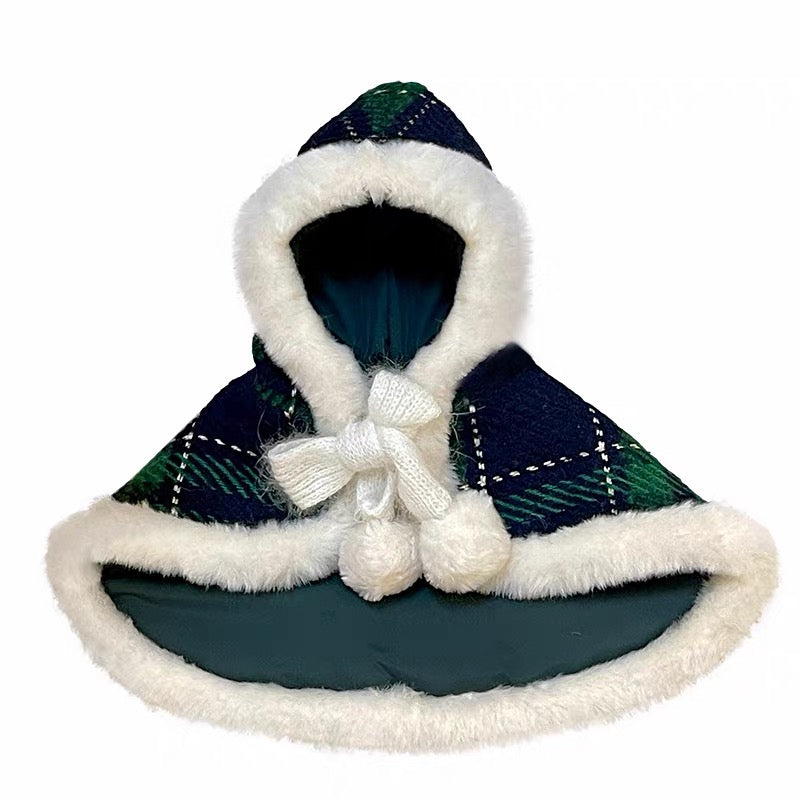 Autumn Bless メリーチェック柄リバーシブルペットマント | Merry Tartan Reversible Pet Cloak