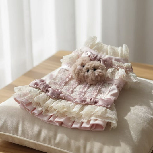 Elsamilu Lovely Bear Pet One-Piece Dress – Cute Outfit for Small Dogs & Cats