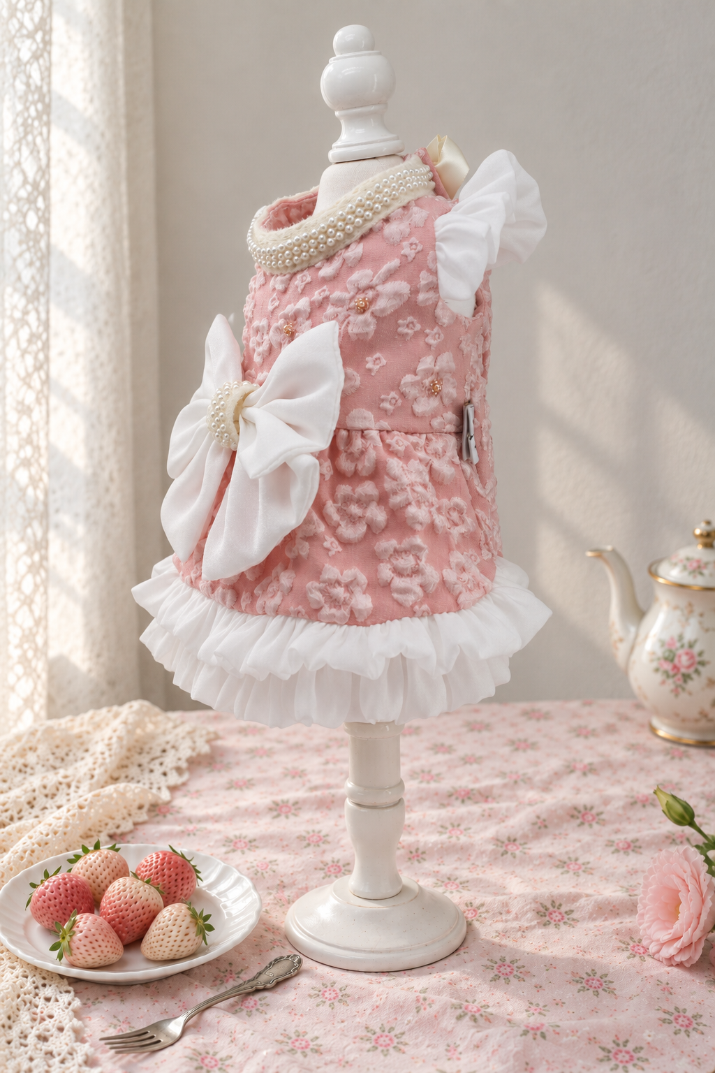 Pink Blossom Bow Pet Dress — No. 85 - Image 2