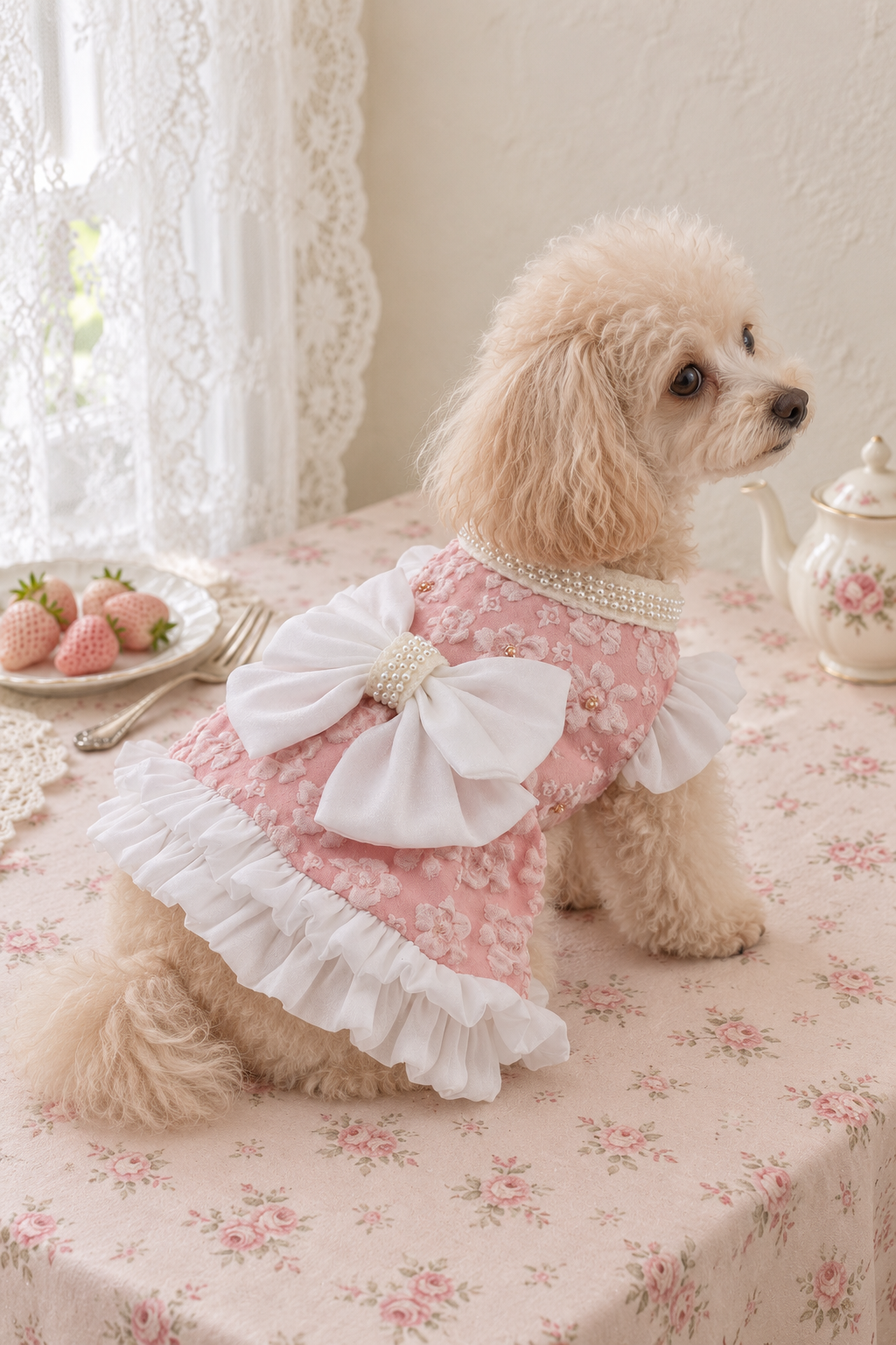 Pink Blossom Bow Pet Dress — No. 85 - Image 4