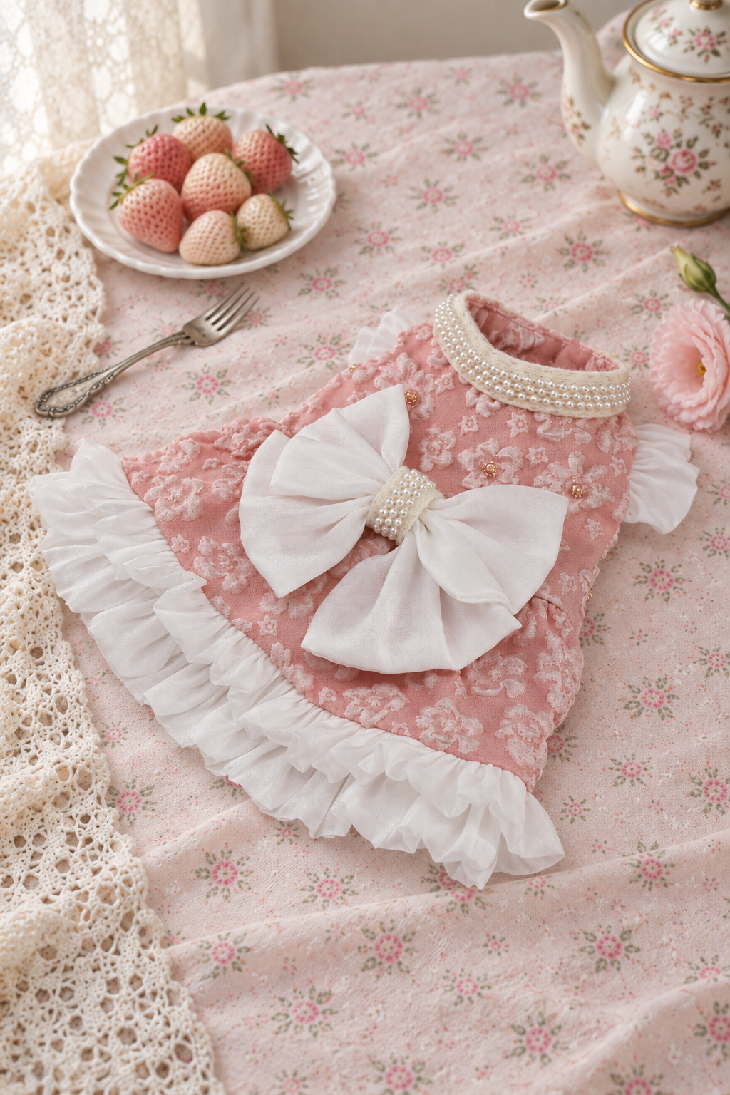 Pink Blossom Bow Pet Dress — No. 85 - Image 5