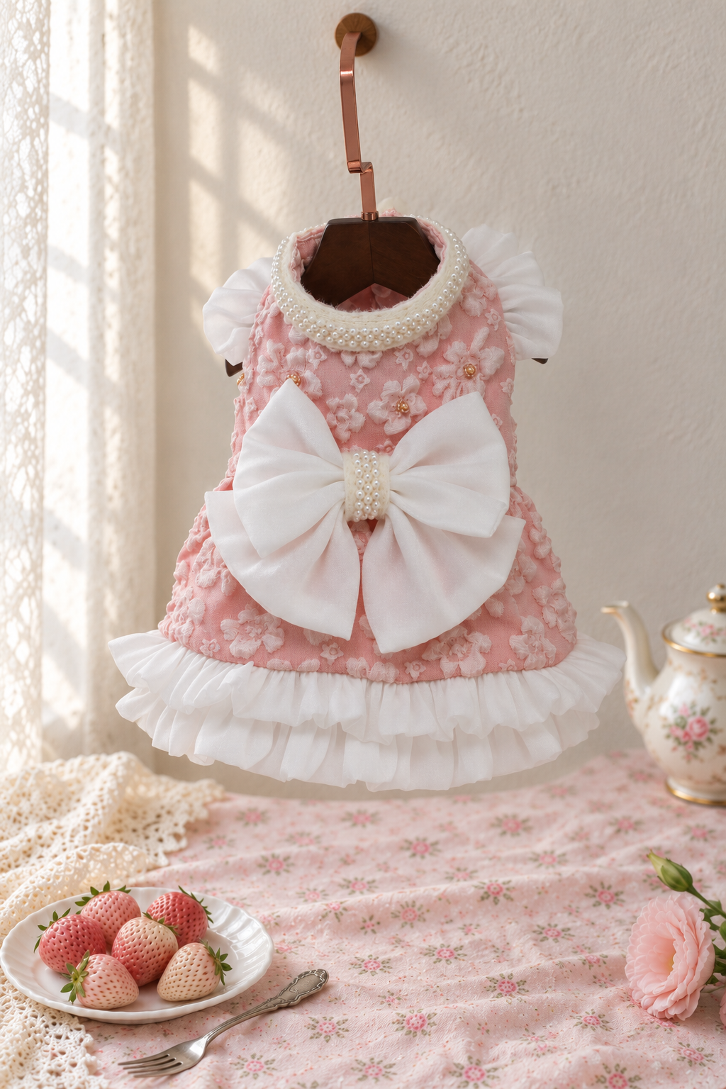 Pink Blossom Bow Pet Dress — No. 85 - Image 6