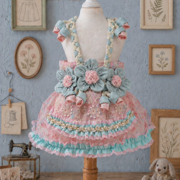 Pink Aqua Blossom Pet Dress — No. 150