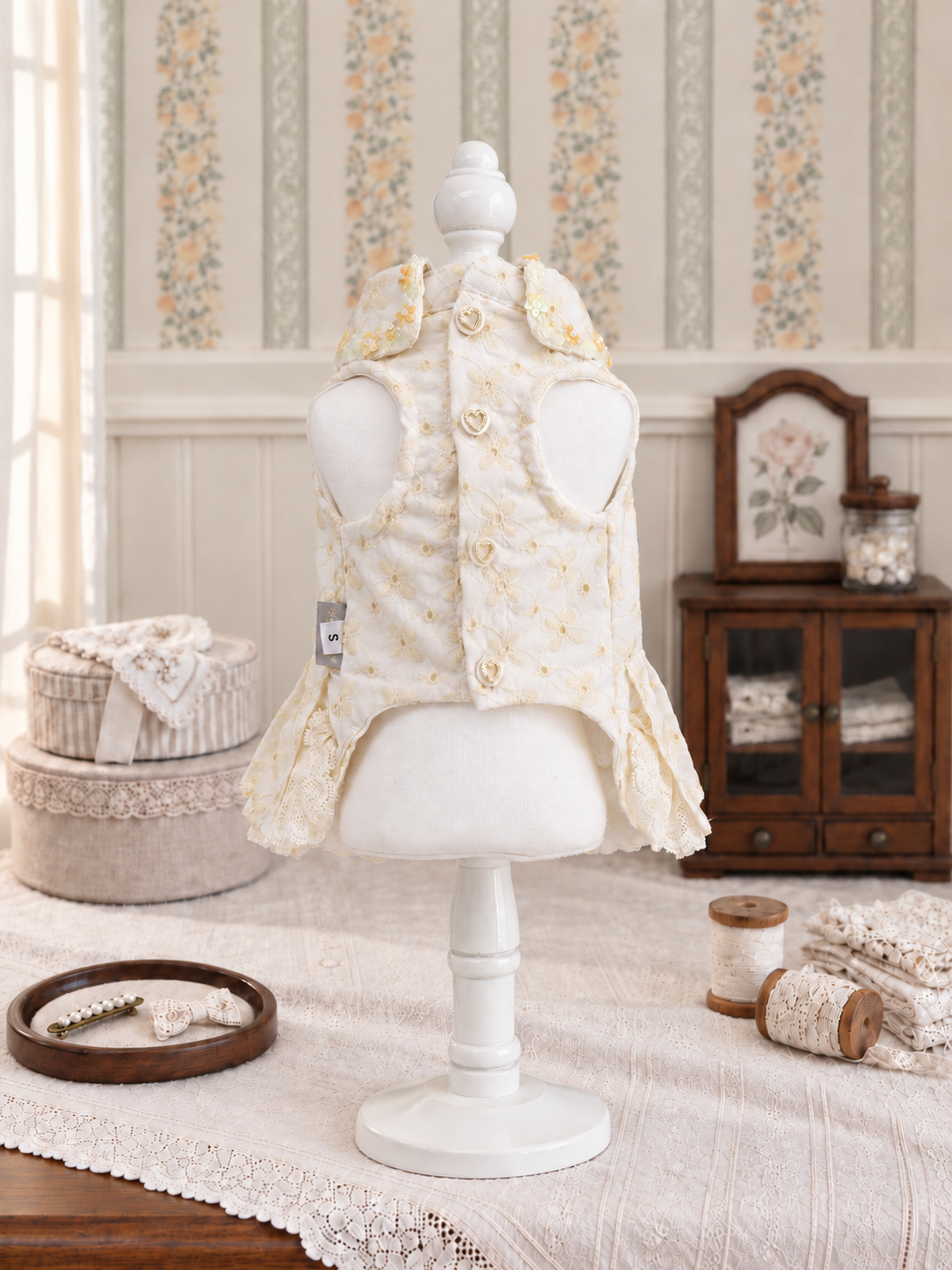 Ivory Gold Collar Pet Dress — No. 137