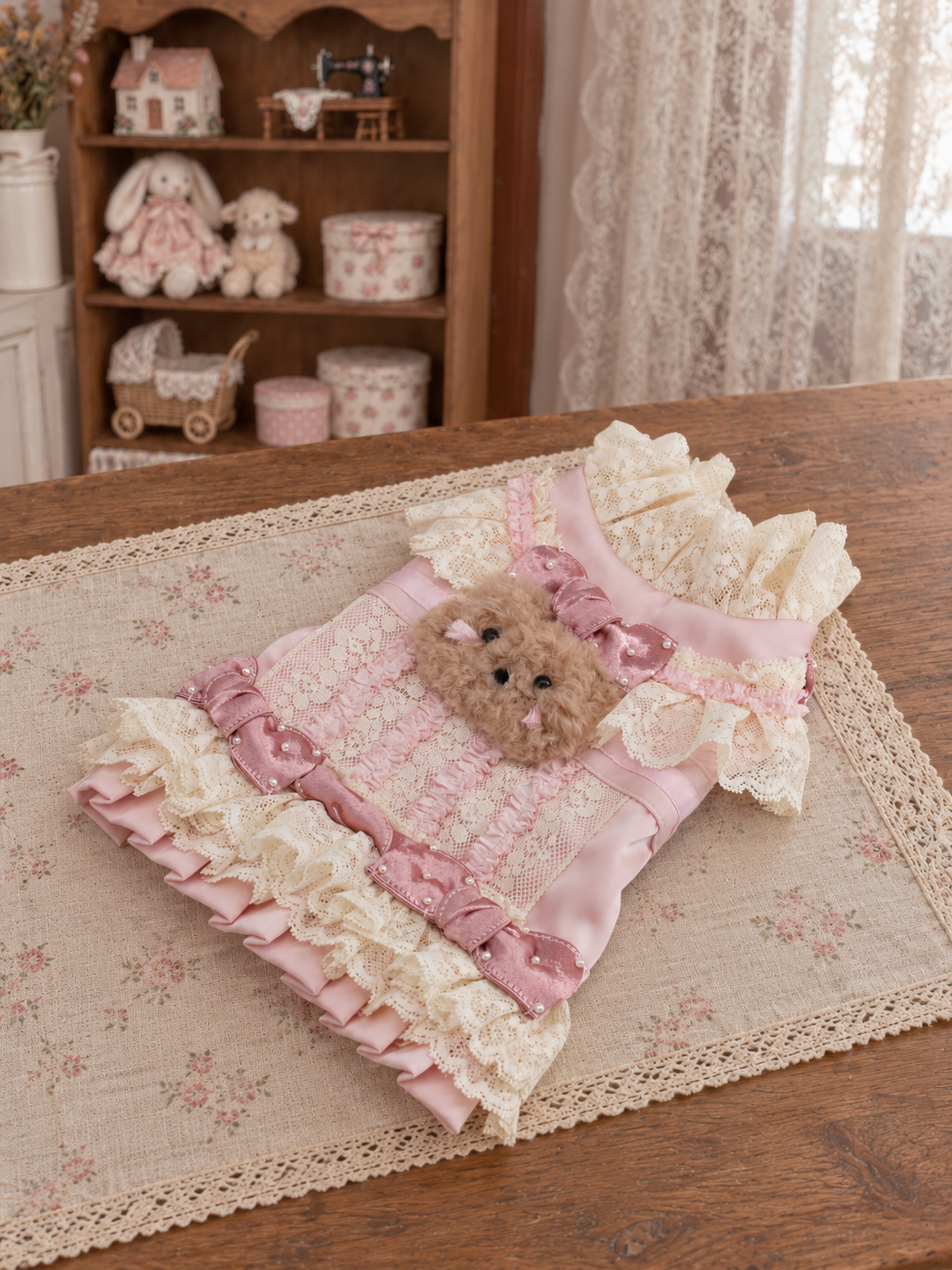 Pink Teddy Lace Pet Dress — No. 133