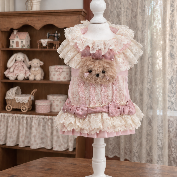 Pink Teddy Lace Pet Dress — No. 133