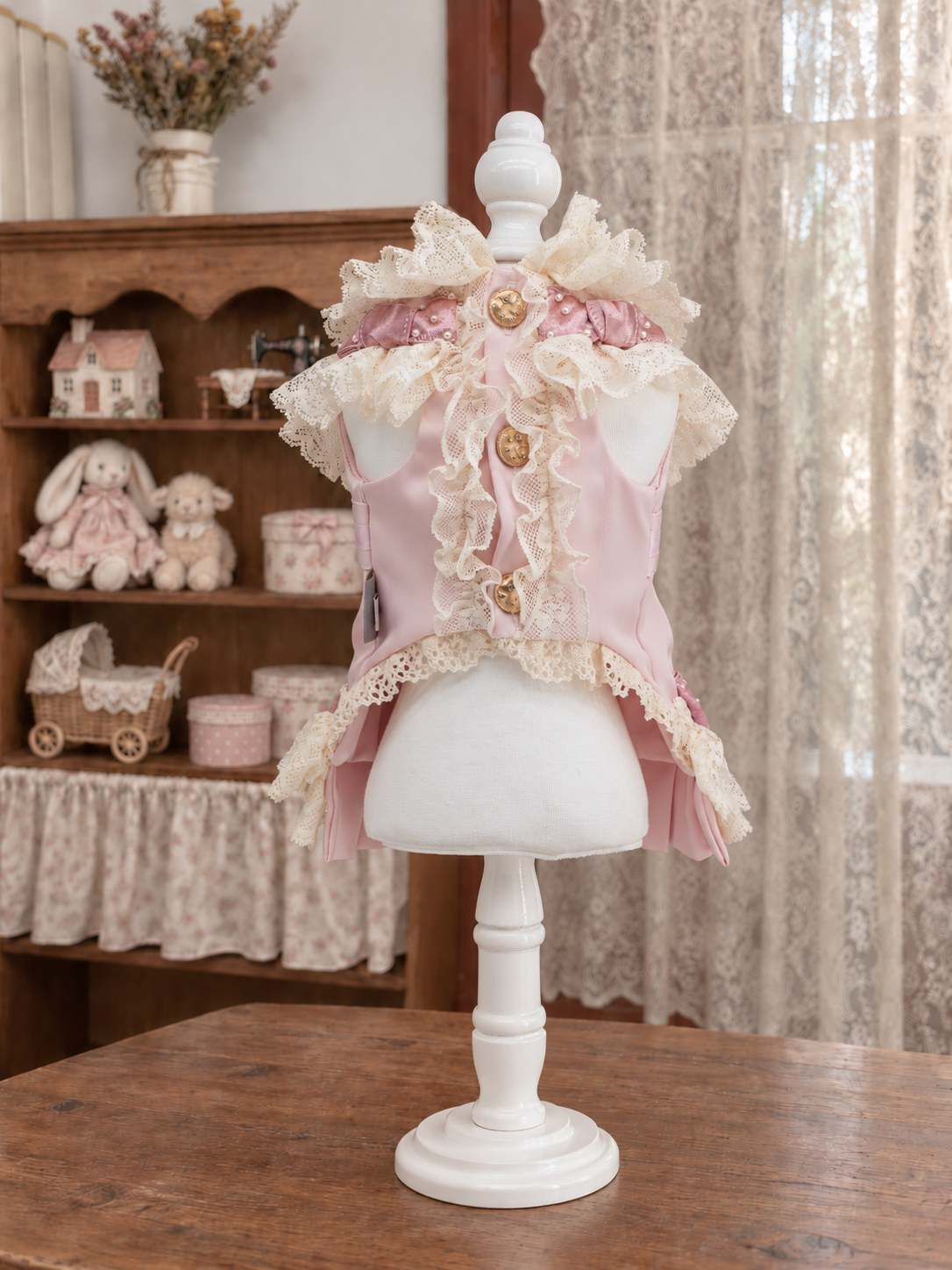 Pink Teddy Lace Pet Dress — No. 133