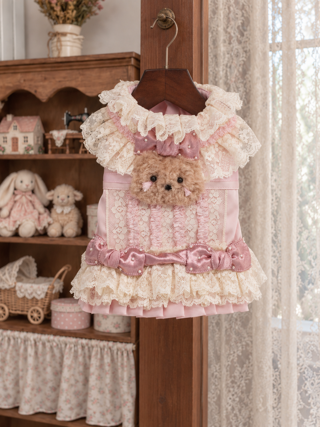 Pink Teddy Lace Pet Dress — No. 133
