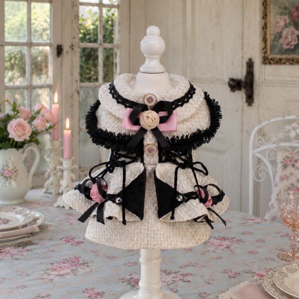 Ivory Rosette Collar Pet Dress — No. 128