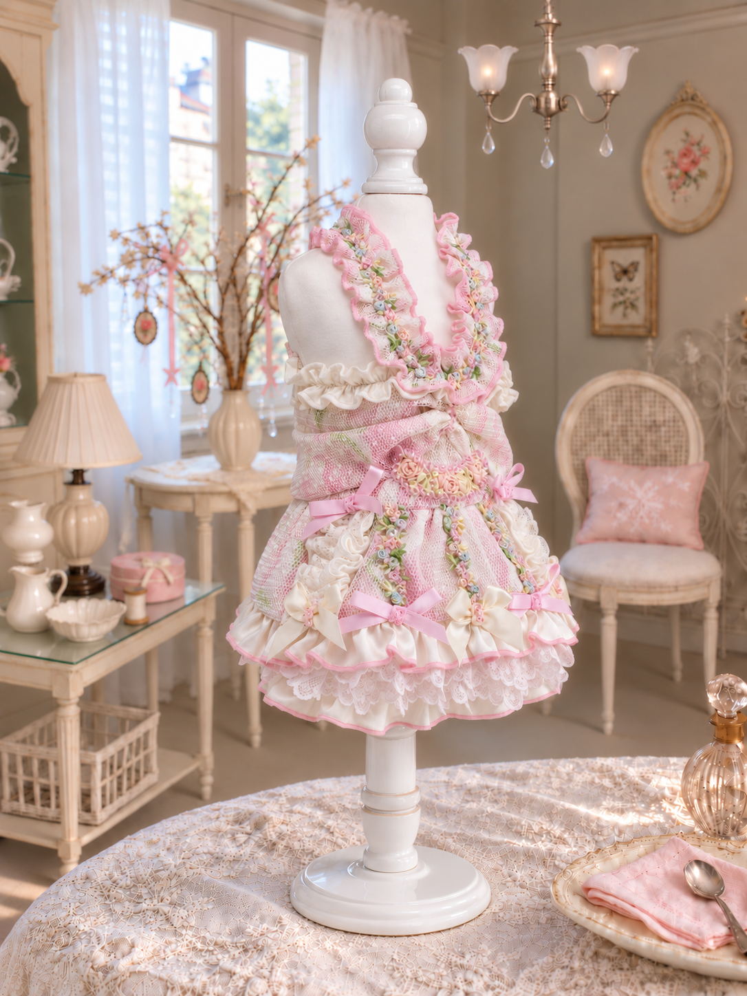 Blush Blossom Ruffle Pet Dress — No. 126