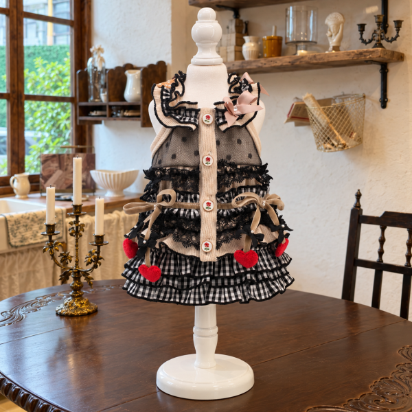 Gingham Heart Ribbon Pet Dress — No. 117