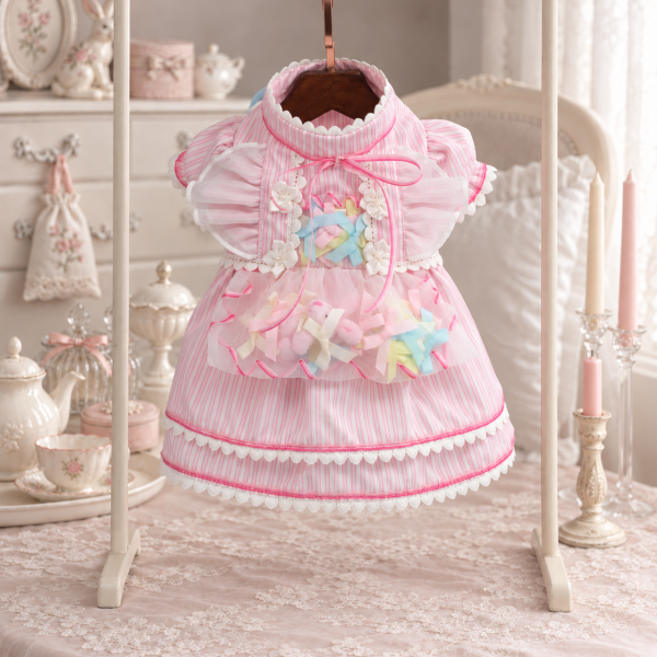 Pink Stripe Ruffle Pet Dress — No. 89