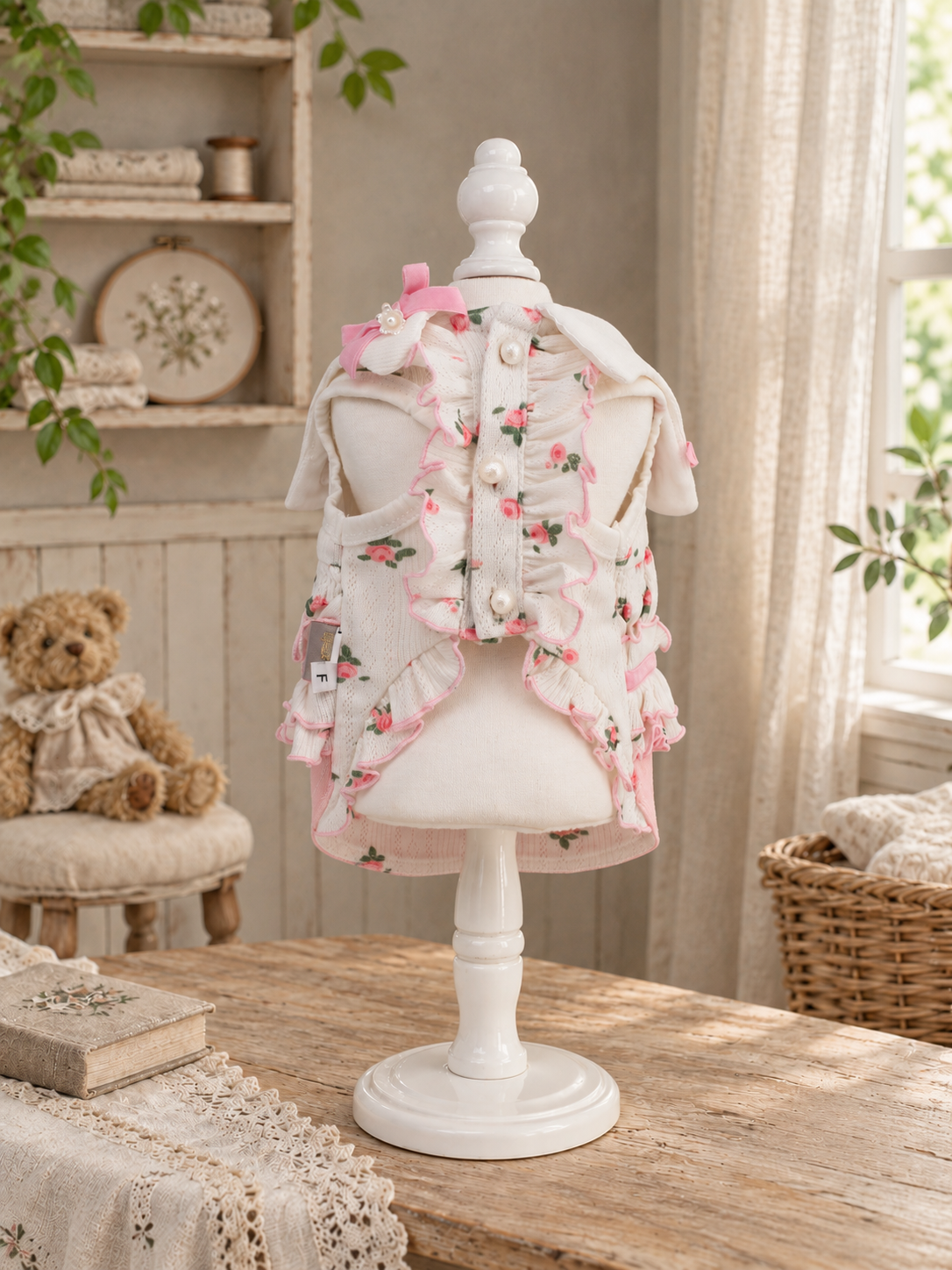 Cream & Blush Teddy Pet Dress — No. 114 - Image 3